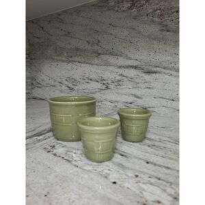 Longaberger Woven Sage One Crock & 2 Votives Cups
